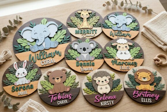Download Safari Animal Baby Name Sign Laser Cut - Baby Collection
