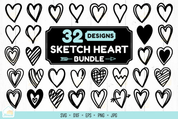 Download Sketch Heart Doodle SVG Bundle - Heart doodle Collection