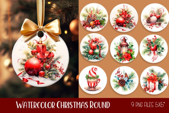 Download Watercolor Christmas Flowers Ornament - Christmas flowers Collection