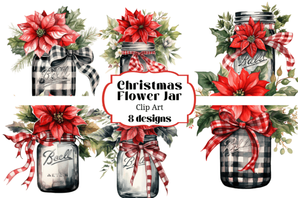 Download Christmas Flowers Mason Jar Watercolor - Christmas flowers Collection