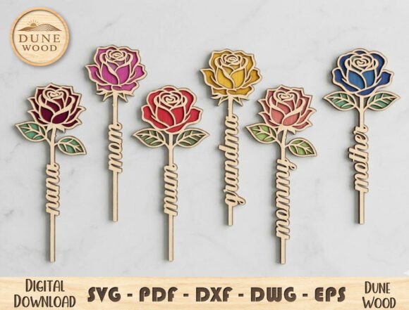 Download Rose Mom Flower Laser Cut File - Cut file Collection
