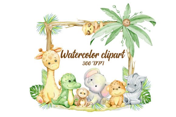 Download Baby Safari Animals PNG, Frame. Watercol - Baby Collection