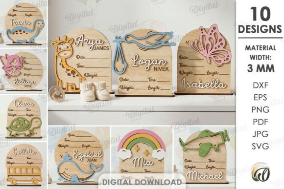 Download Personalized Baby Name Signs Bundle - Baby Collection
