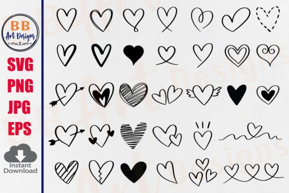Download Heart SVG Bundle Heart Doodle Hand Drawn - Heart doodle Collection