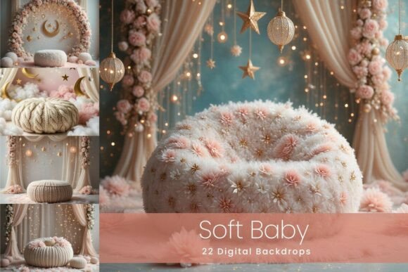 Download 22 Soft Baby Digital Backdrops - Baby Collection