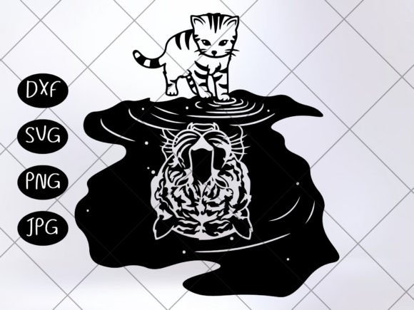 Download Baby Tiger with Tiger Face Reflection - Baby Collection