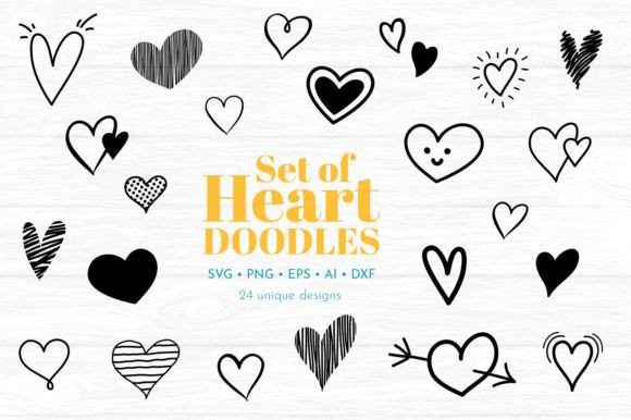 Download Set of Heart Doodle Vectors - Heart doodle Collection