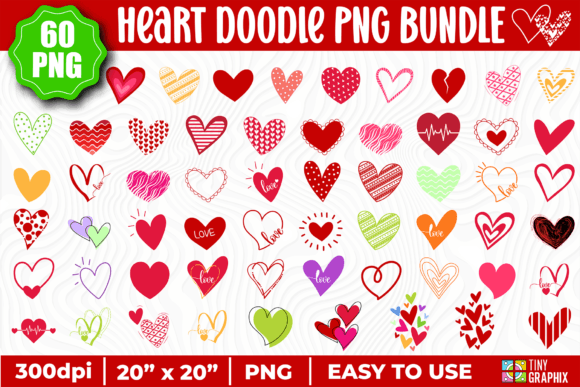 Download HEART DOODLE PNG BUNDLE -HEART PNG - Heart doodle Collection