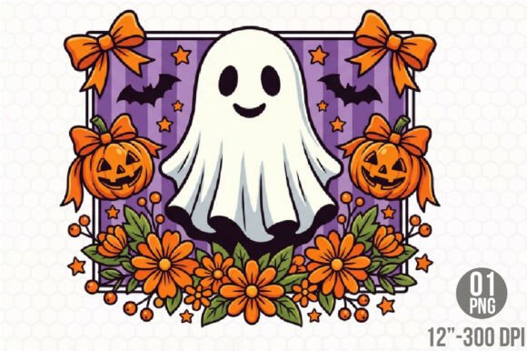 Download Preppy Floral Ghost Retro Halloween PNG - Retro halloween png Collection