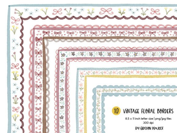 Download Vintage Floral Border Watercolor PNG - Vintage floral border Collection
